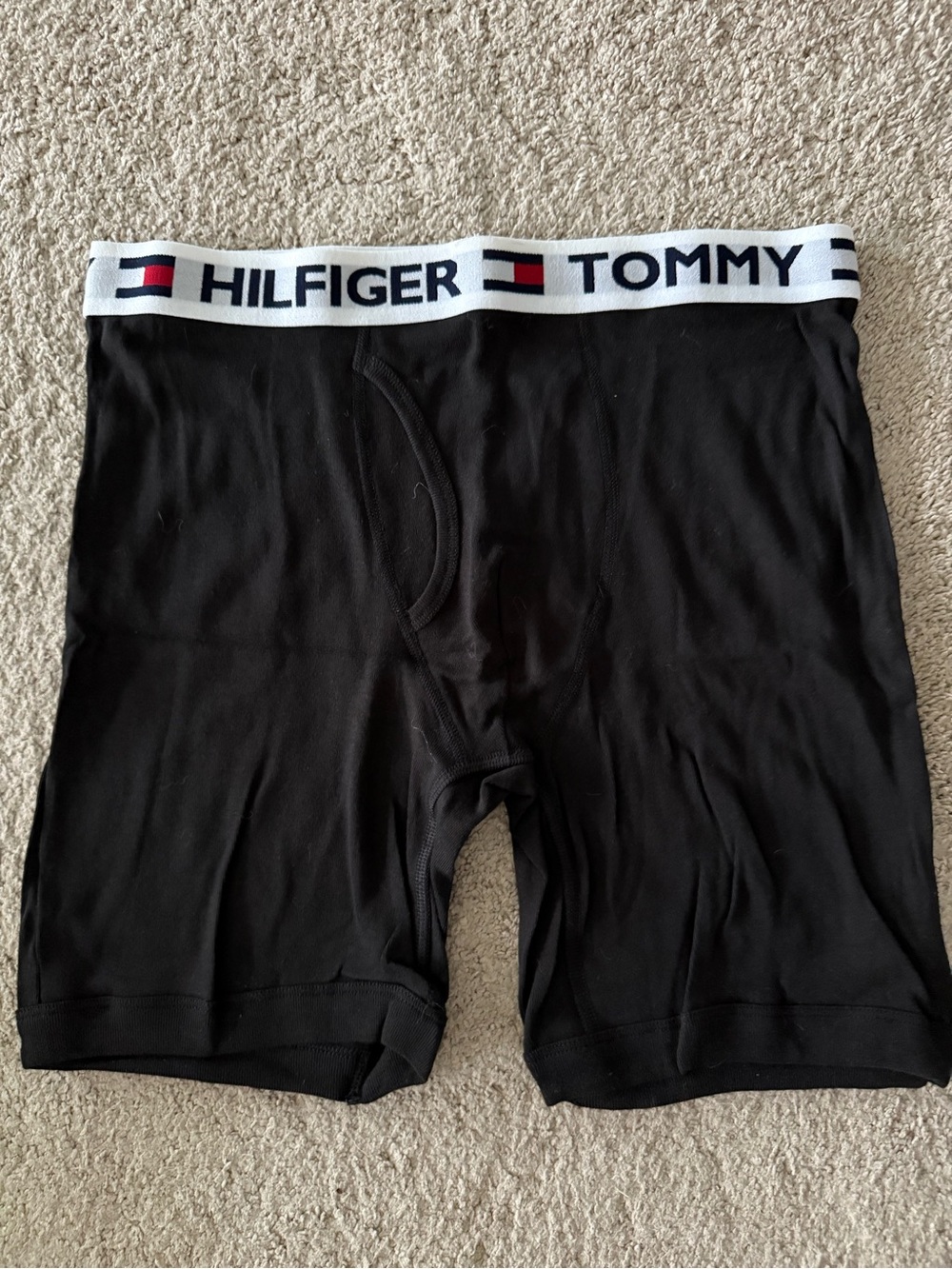 4 Tommy Hilfiger Black Boxer Briefs with White Branded Waistband and Flag Detail